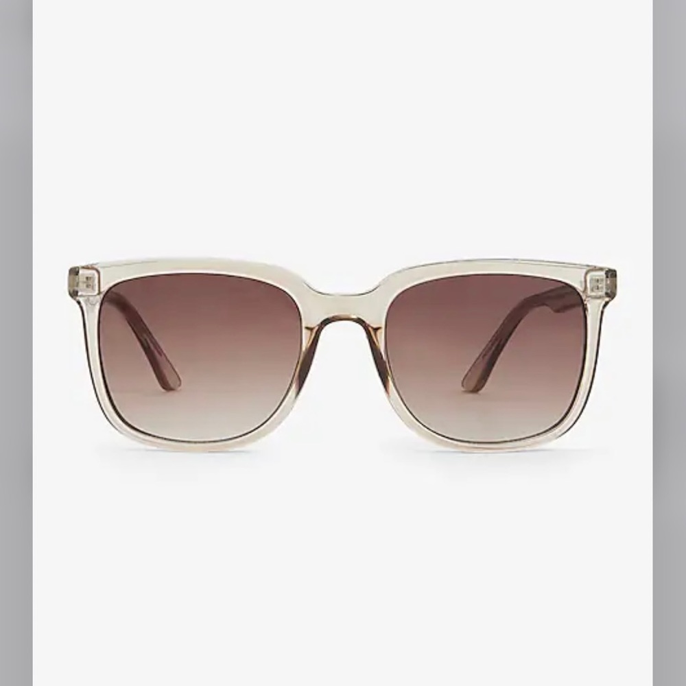 Express tan translucent rounded square frame sunglasses